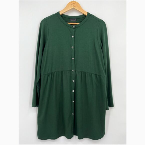 J Jill Wearever Collection Green 2 Piece  Tunic Top Set Size Med Petite, Button - Picture 1 of 8
